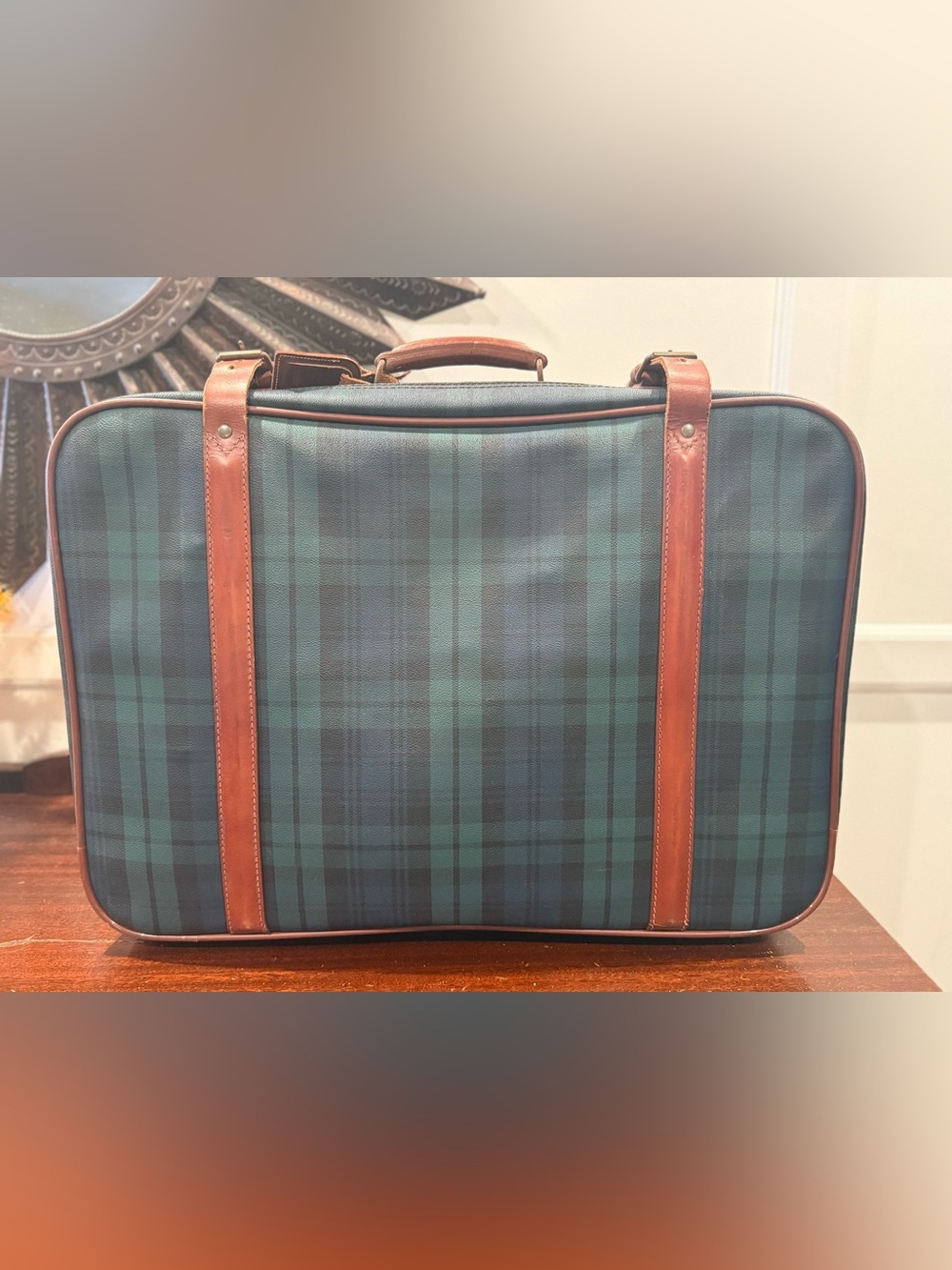 Vintage Polo Ralph Lauren Black Watch Plaid 25in Suitcase Made in Italy
